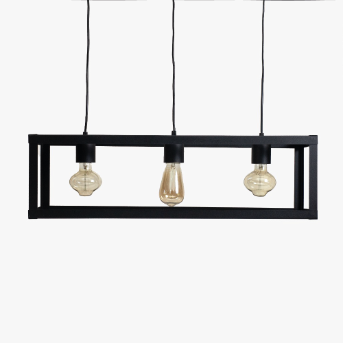 Colgante modelo Cubix de chapa rectangular 3 luces E27 color negro